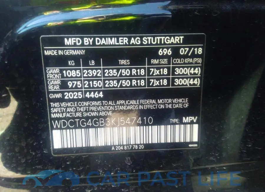 WDCTG4GB3KJ547410# 9
