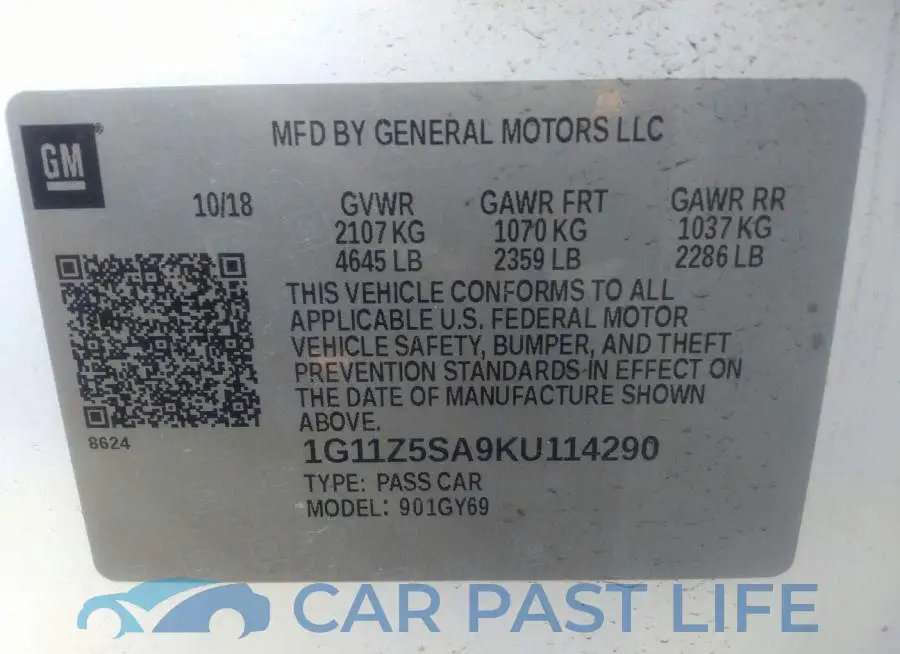 1G11Z5SA9KU114290# 9