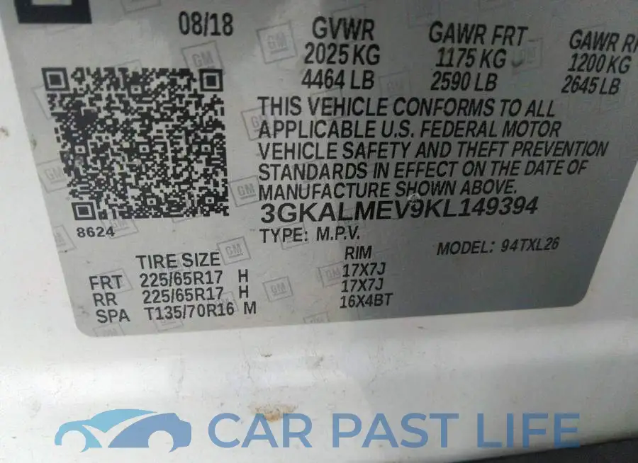 3GKALMEV9KL149394# 9