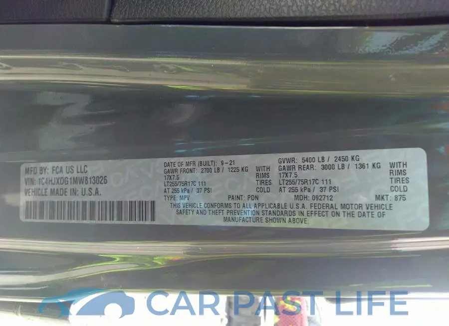 1C4HJXDG1MW813026# 9