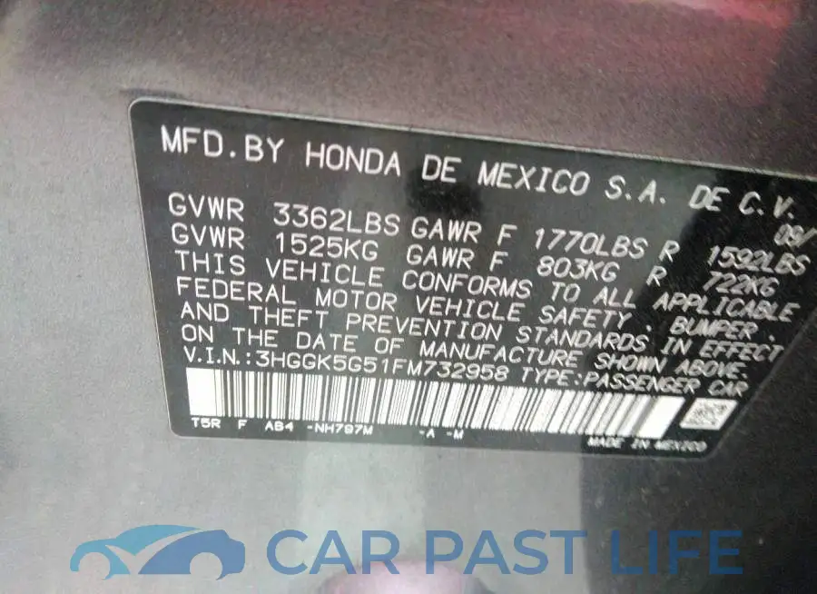 3HGGK5G51FM732958# 9