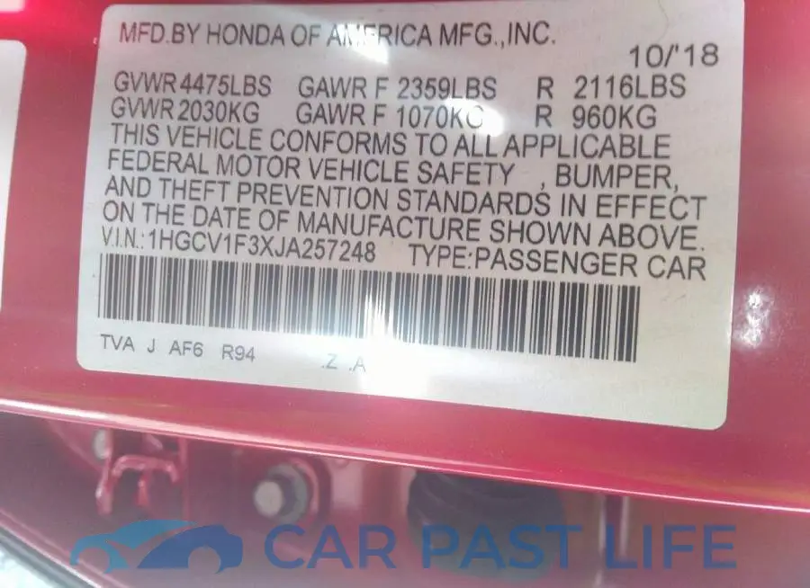 1HGCV1F3XJA257248# 9
