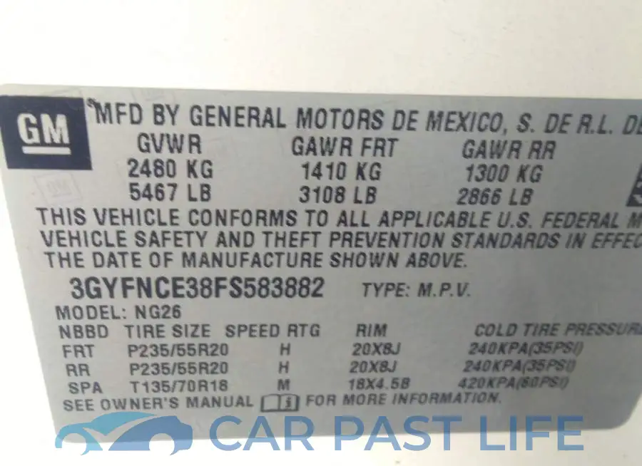 3GYFNCE38FS583882# 9