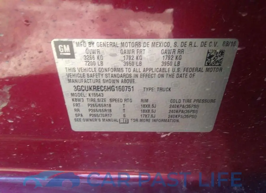 3GCUKREC6HG160751# 9