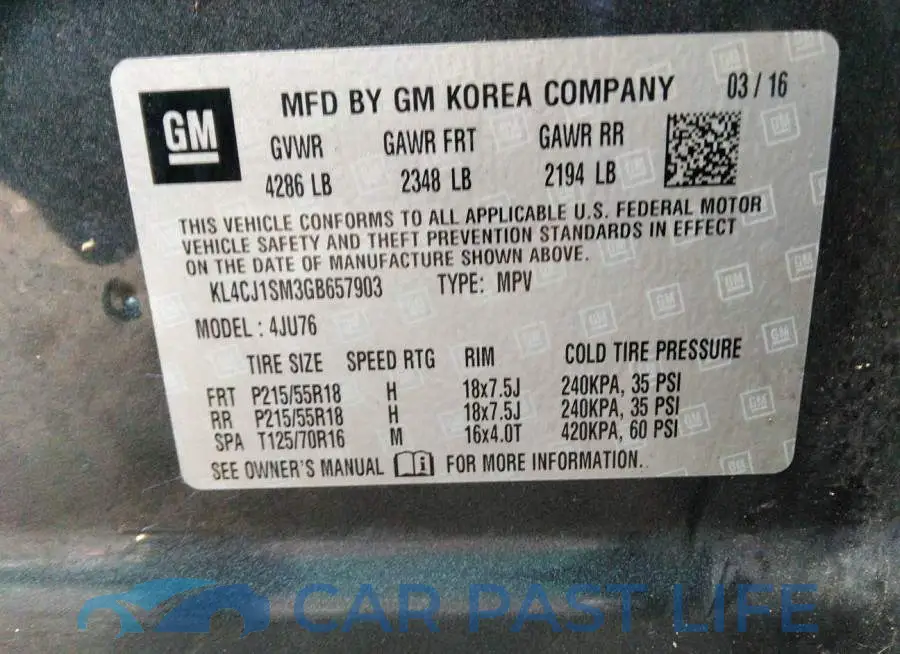 KL4CJ1SM3GB657903# 9