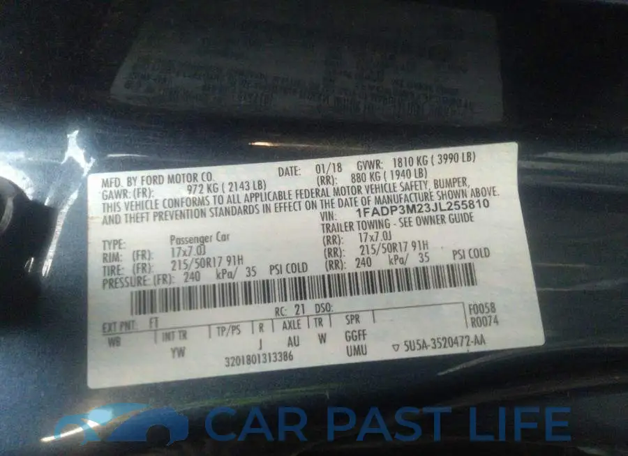 1FADP3M23JL255810# 9