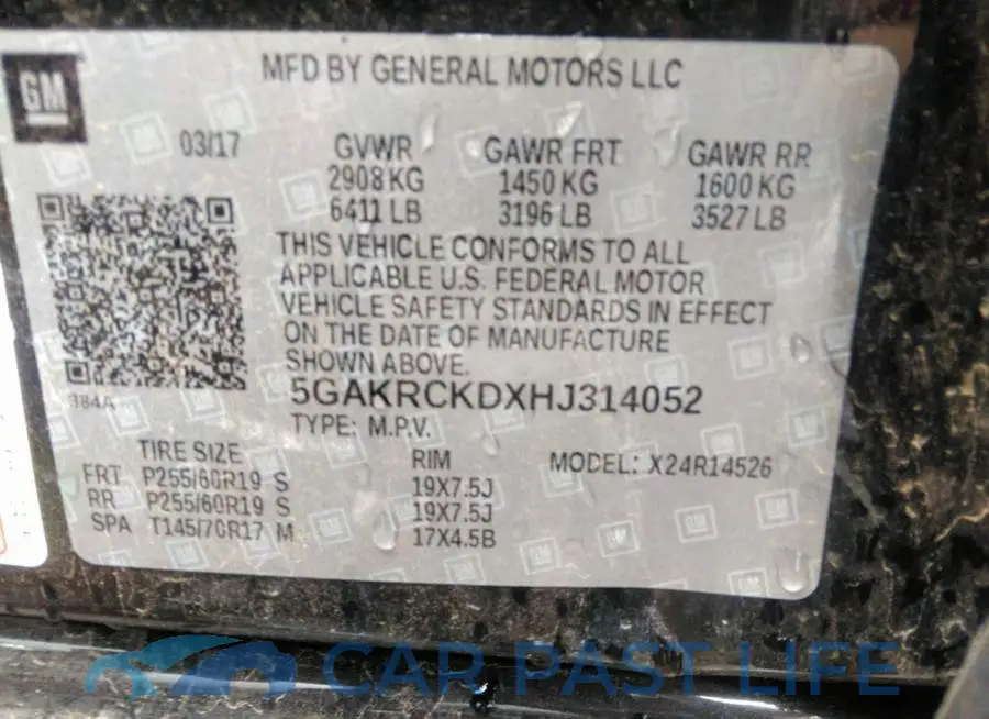 5GAKRCKDXHJ314052# 9
