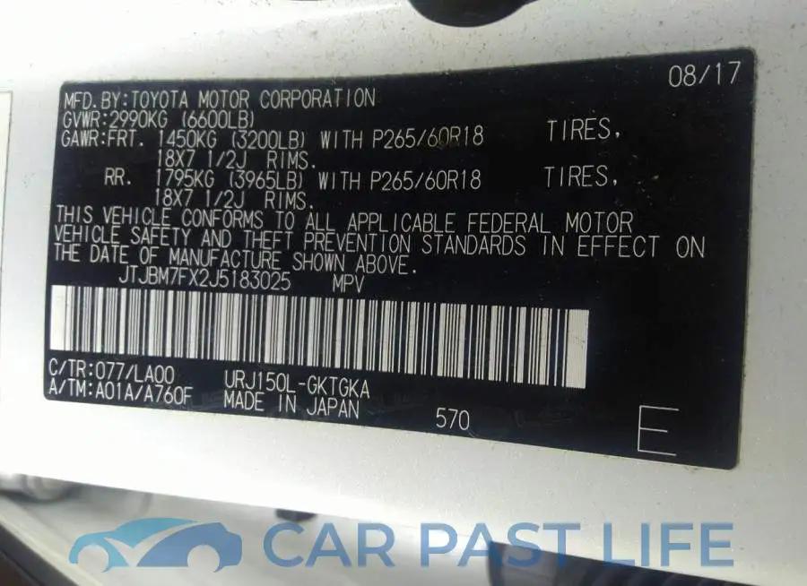 JTJBM7FX2J5183025# 9
