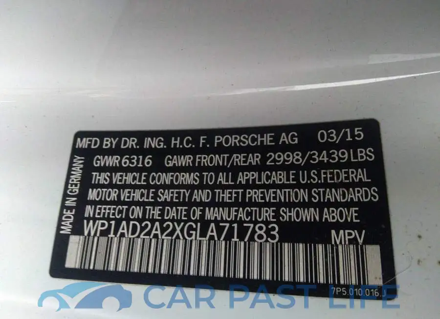 WP1AD2A2XGLA71783# 9