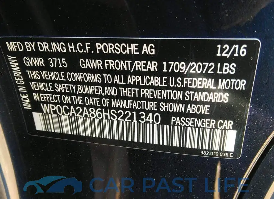 WP0CA2A86HS221340# 9
