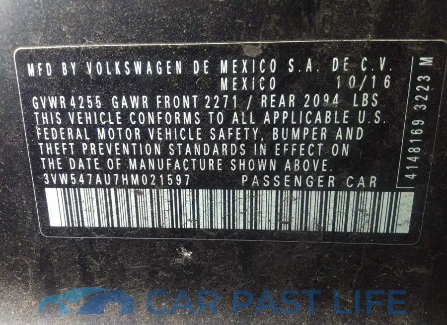 3VW547AU7HM021597# 9