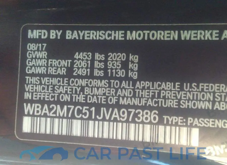 WBA2M7C51JVA97386# 9