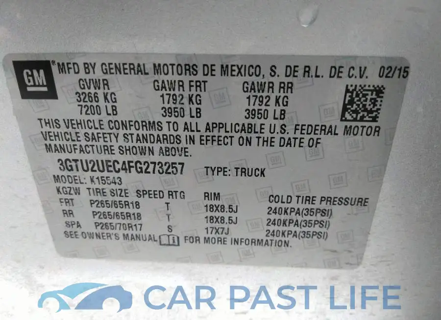 3GTU2UEC4FG273257# 9