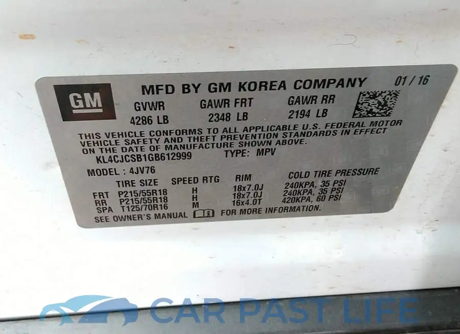 KL4CJCSB1GB612999# 9