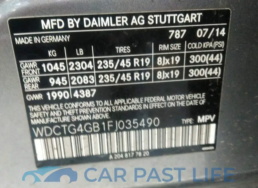 WDCTG4GB1FJ035490# 9