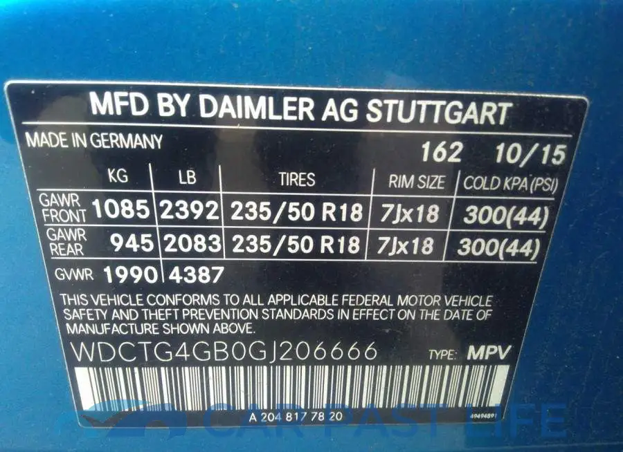 WDCTG4GB0GJ206666# 9