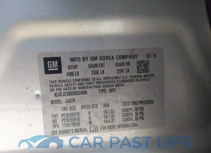 KL4CJESB8GB634896# 9