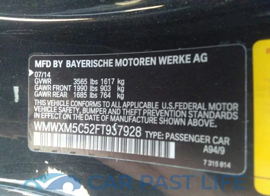 WMWXM5C52FT937928# 9
