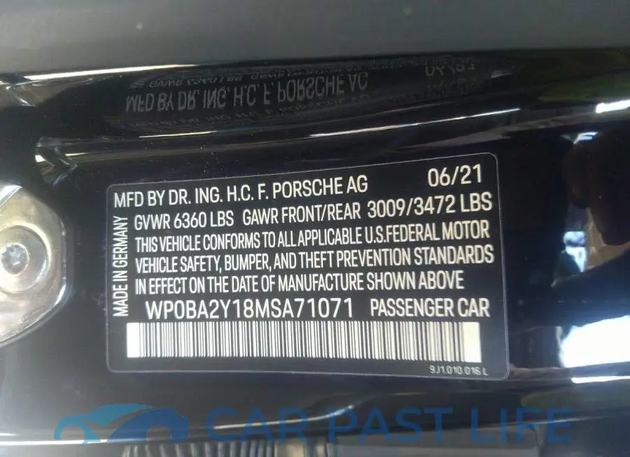 WP0BA2Y18MSA71071# 9