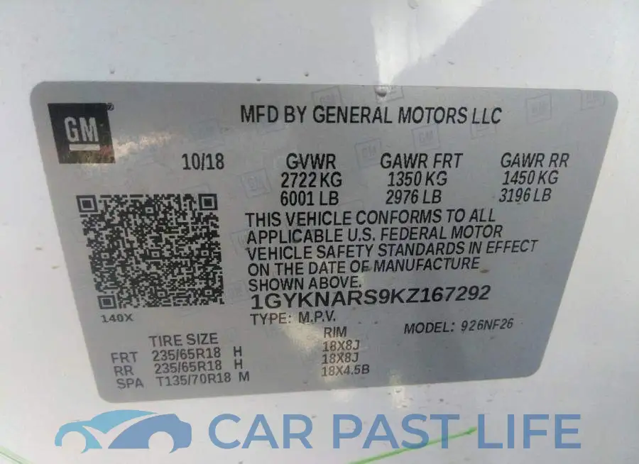 1GYKNARS9KZ167292# 9