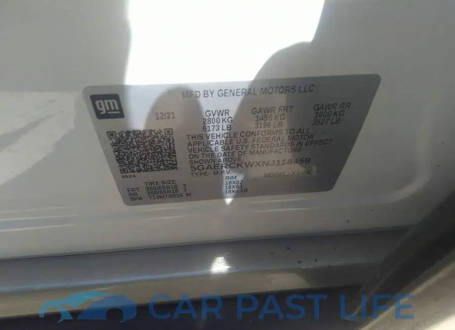 5GAERCKWXNJ118459# 9