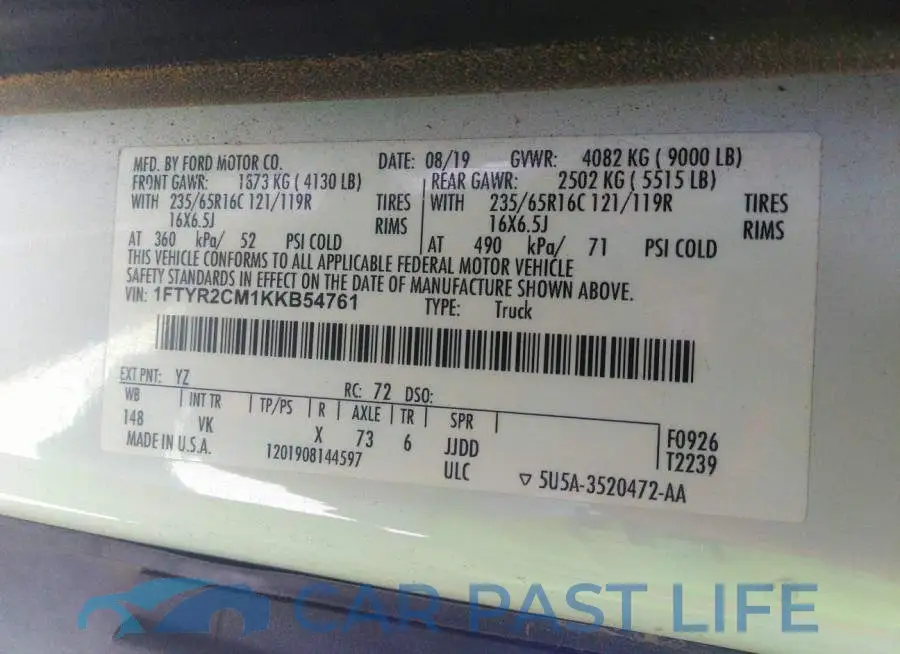 1FTYR2CM1KKB54761# 9