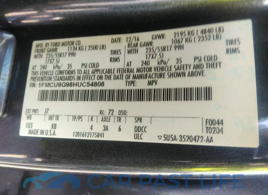 1FMCU9G98HUC54808# 9