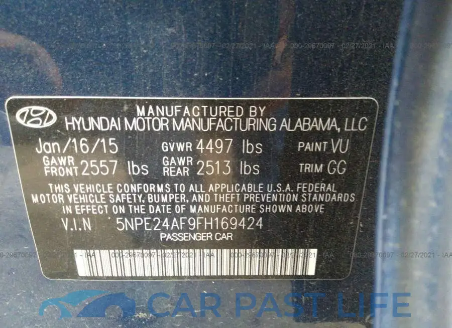 5NPE24AF9FH169424# 9
