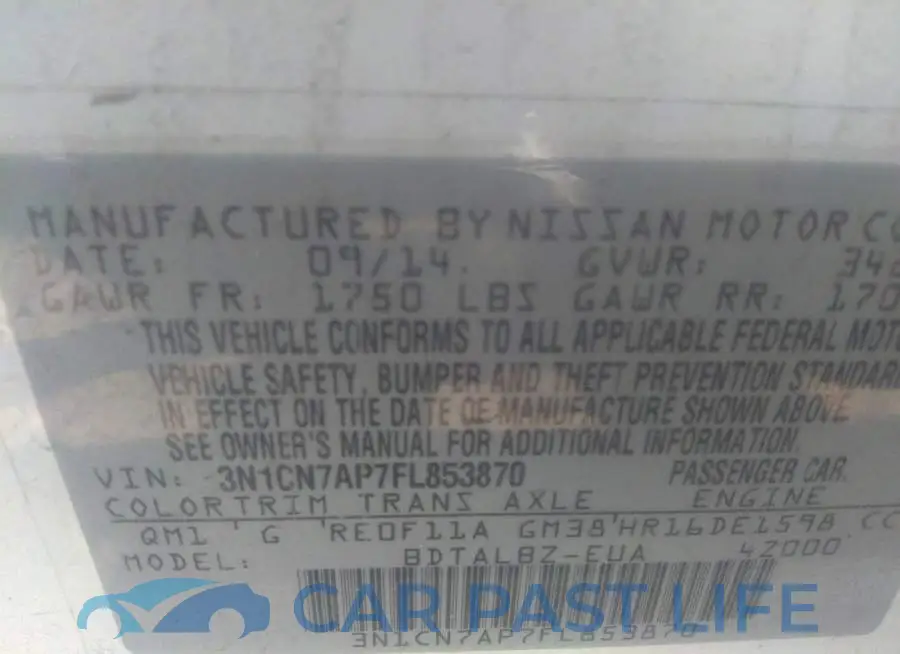 3N1CN7AP7FL853870# 9