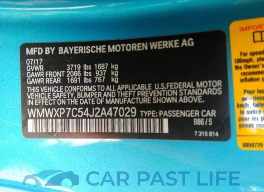 WMWXP7C54J2A47029# 9