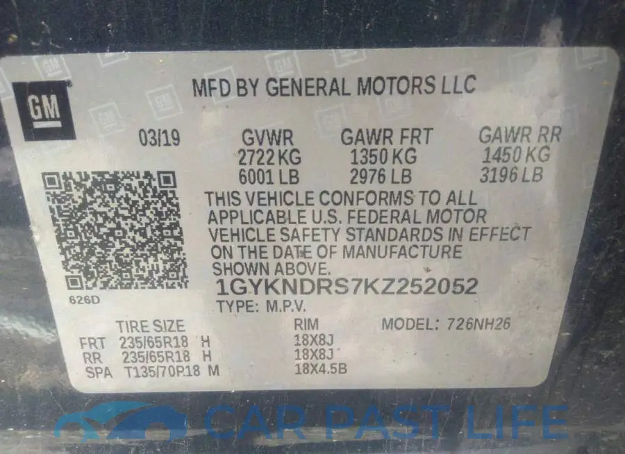 1GYKNDRS7KZ252052# 9