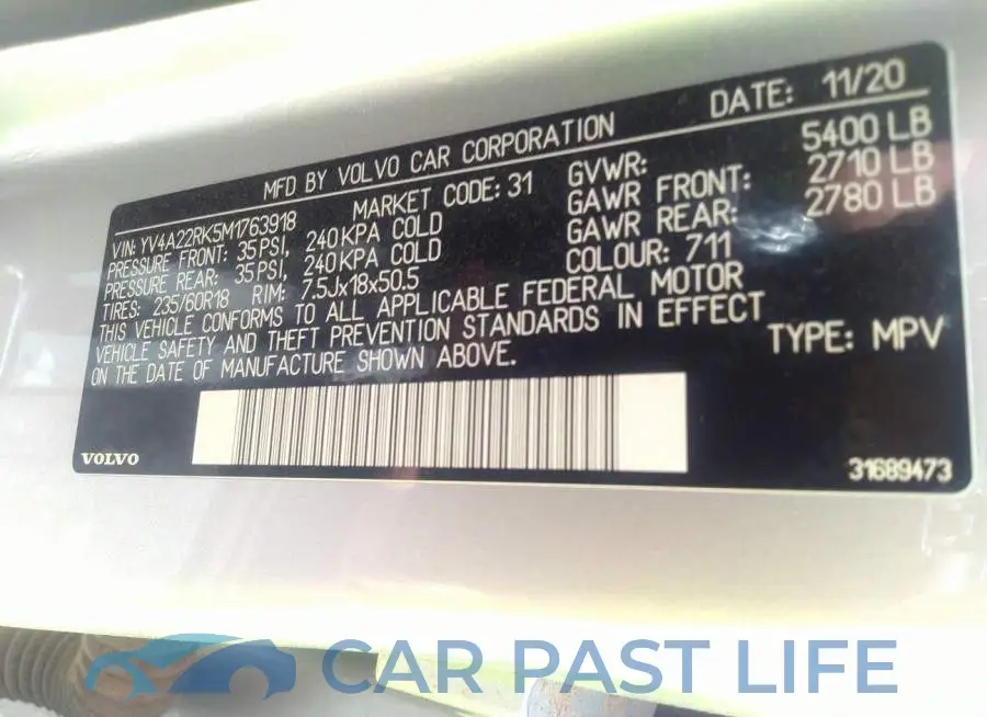 YV4A22RK5M1763918# 9