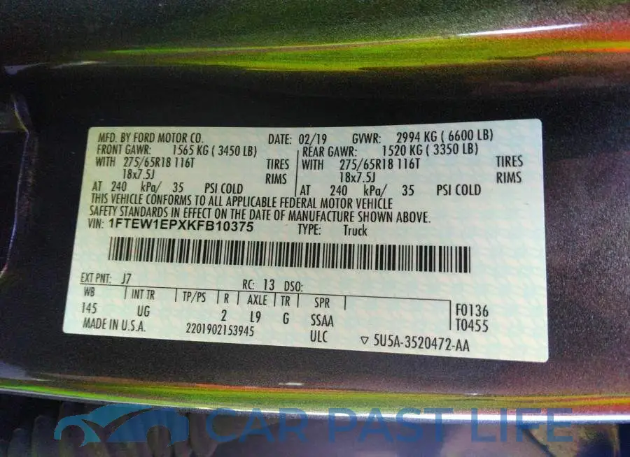 1FTEW1EPXKFB10375# 9