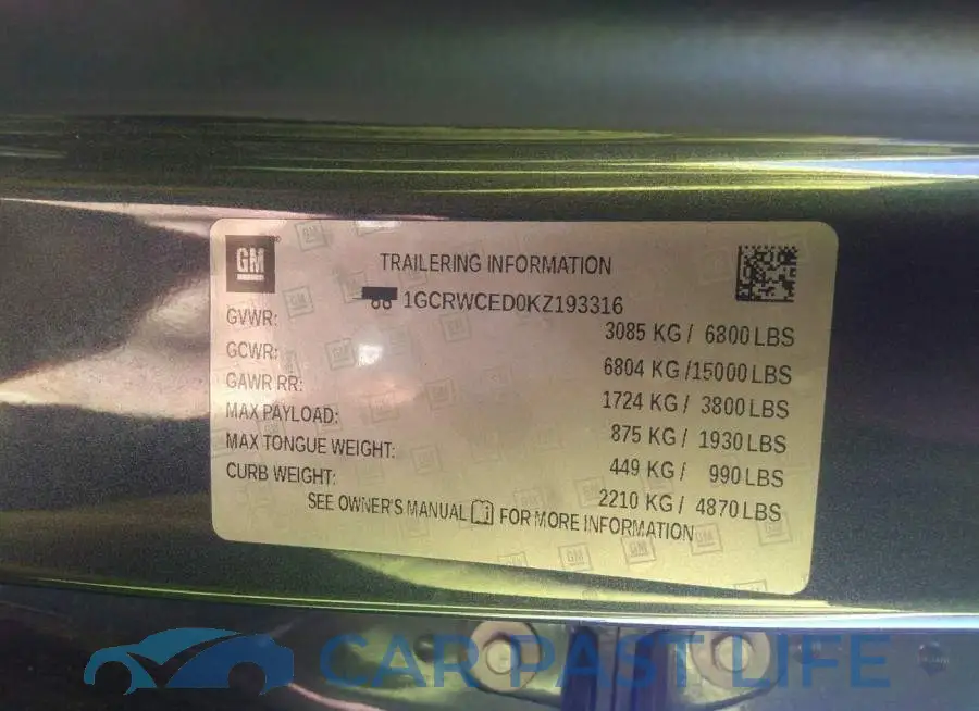 1GCRWCED0KZ193316# 9