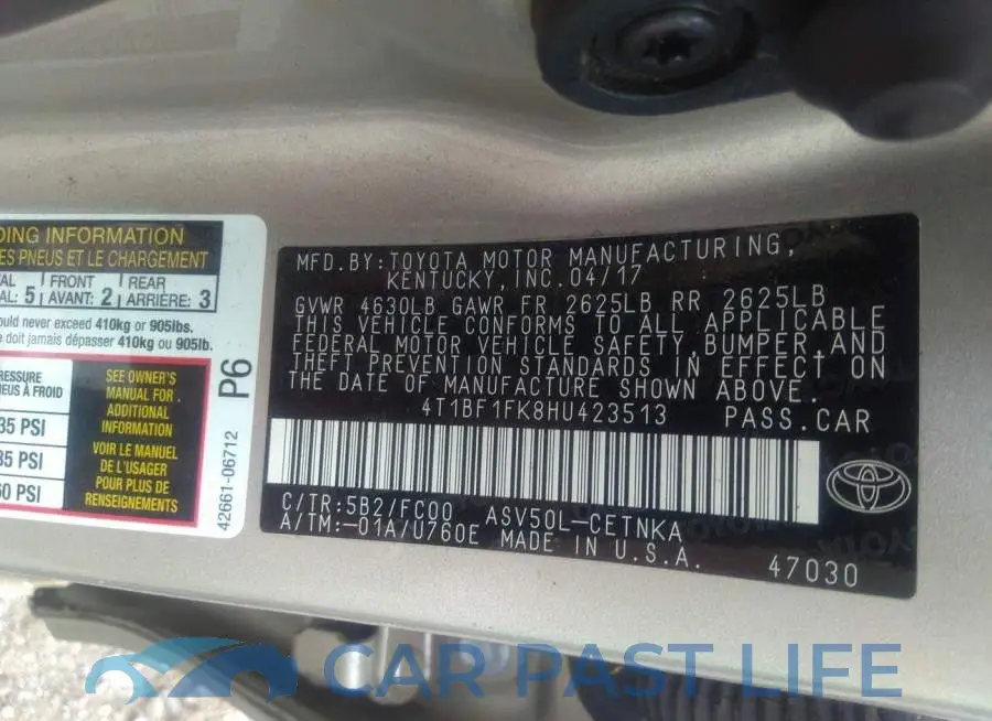 4T1BF1FK8HU423513# 9