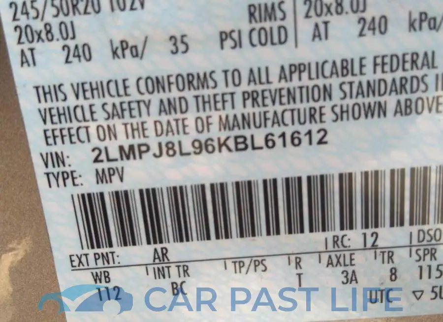 2LMPJ8L96KBL61612# 9