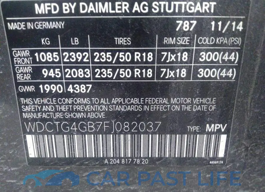 WDCTG4GB7FJ082037# 9