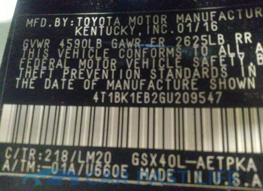 4T1BK1EB2GU209547# 9