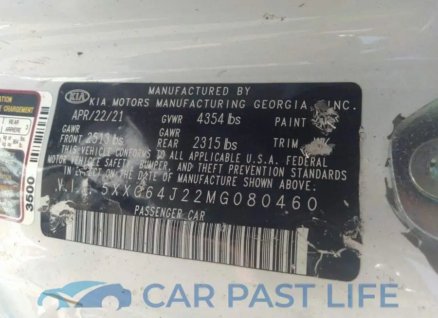 5XXG64J22MG080460# 9