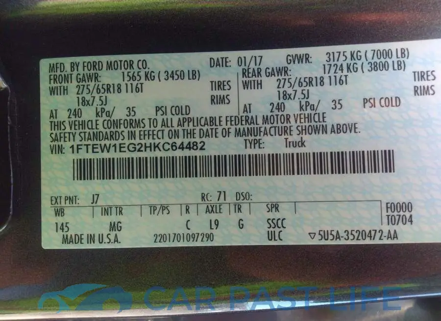 1FTEW1EG2HKC64482# 9
