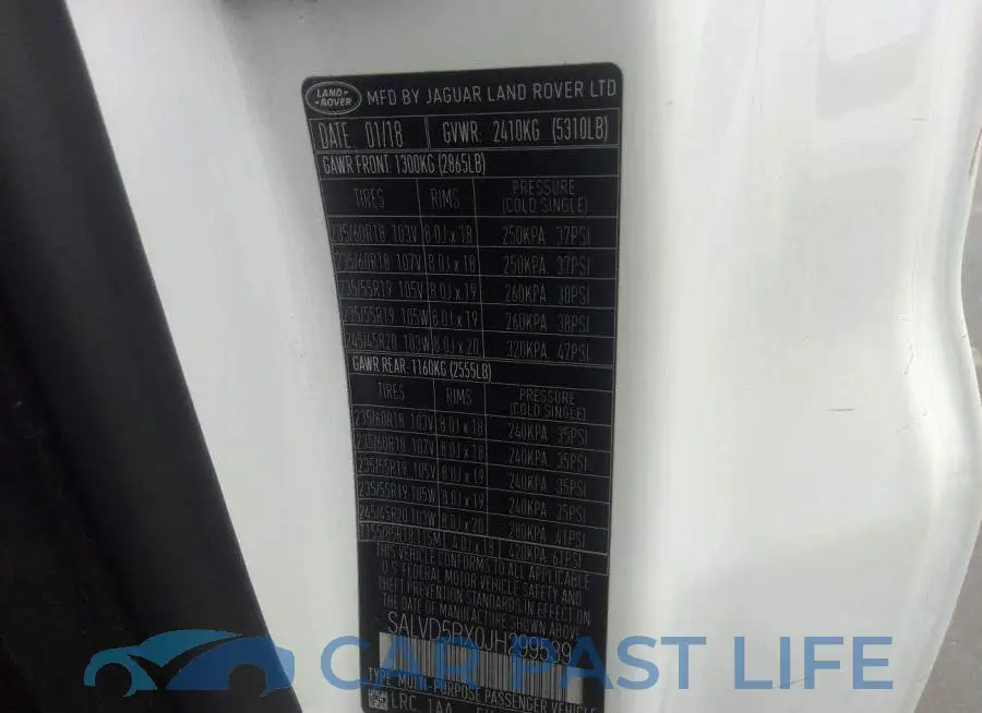 SALVD5RX0JH299539# 9