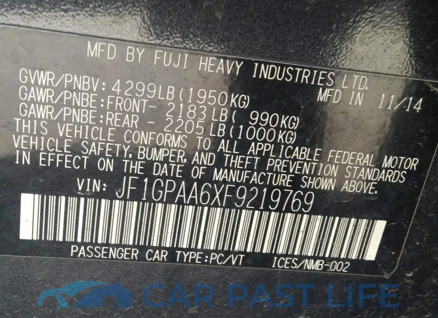 JF1GPAA6XF9219769# 9