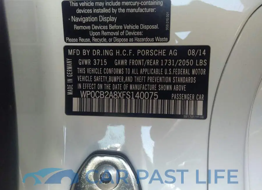 WP0CB2A8XFS140075# 9