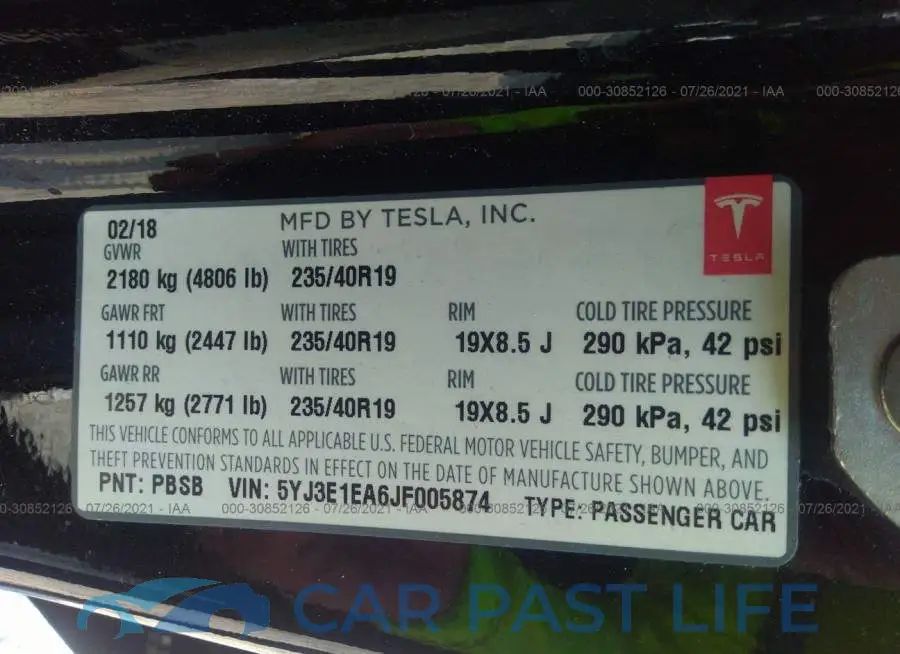 5YJ3E1EA6JF005874# 9