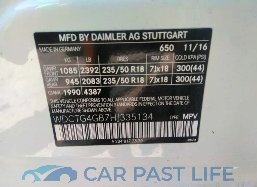 WDCTG4GB7HJ335134# 9