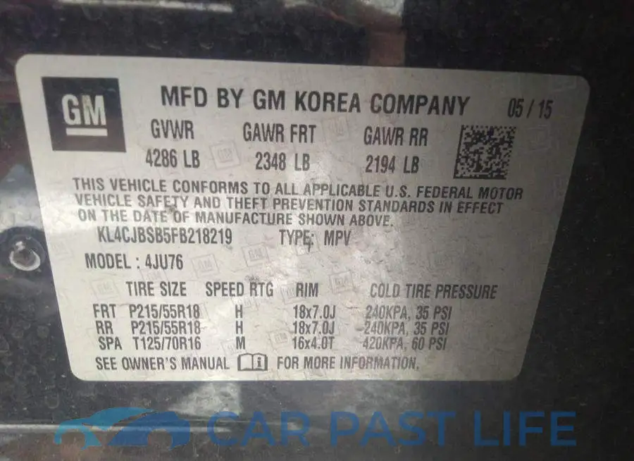 KL4CJBSB5FB218219# 9