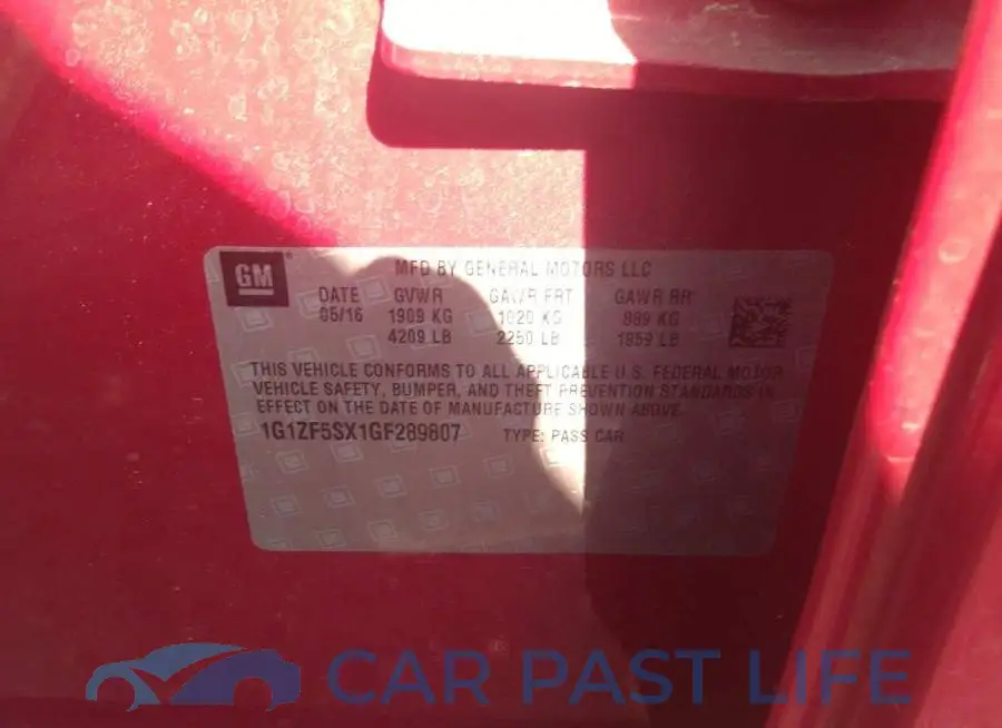 1G1ZF5SX1GF289807# 9