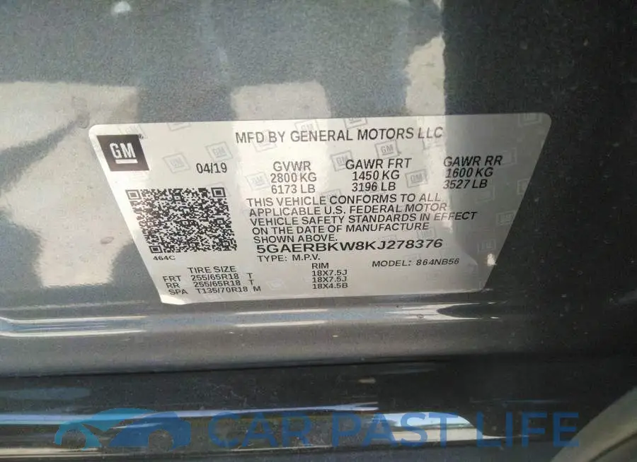 5GAERBKW8KJ278376# 9