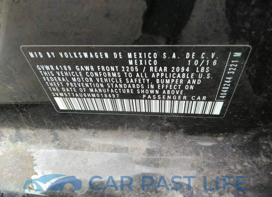 3VW5T7AU6HM018497# 9