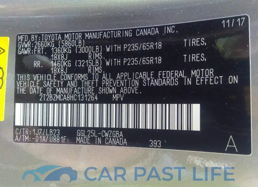2T2BZMCA8HC131264# 9